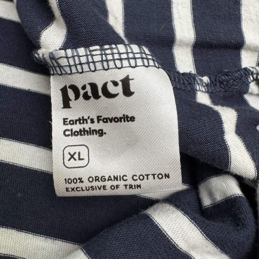 Pact Tank Maxi Dress Women XL Navy Blue White Striped Organic Cotton Side Slit - Picture 8 of 16